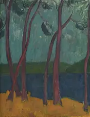 Paysage de Bretagne by Leo Andenmatten, 1954, huile sur toile, sold Dec 2024