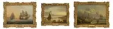 Thomas Luny, Marines, suite de 3 huiles sur bois