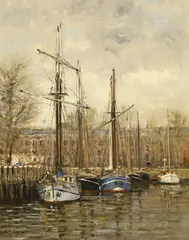 Rotterdam by Frits Johan Goosen, huile sur toile, sold Dec 2024