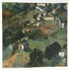 Nadia Benois, Paysages, suite de trois huiles sur toile