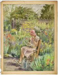 Nadia Benois, Vues de jardin et d'intérieur, 1927-1929, 8 pastels sur papier