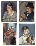 Nadia Benois, Portraits (Ustinov enfant, Ustinov père, portrait d'une femme et portrait d'une vieille dame), lot de 4 pastels sur papier