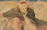 Louis Charles Rivier, Le découragement d'Elie, 1947, crayons de couleur et chiffon sur papier