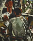 Georges Hillaireau, Les joueurs de cartes, huile sur toile