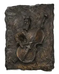 Emmanuel Mané-Katz, Celliste, sculpture en bas relief en bronze