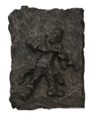 Emmanuel Mané-Katz, Violoniste, sculpture en bas relief en bronze