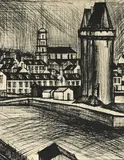 Bernard Buffet, La tour Solidor, 1971, pointe sèche