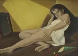 Emile Chambon, Jeune fille à la surprise, 1982, huile sur toile