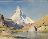 Albert H. Gos, Le Cervin depuis le Riffelsee, huile sur toile