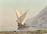Albert H. Gos, Sans titre, Voilier sur le Léman, huile sur toile