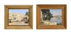 Frédéric Dufaux, Vue de Martigues, 1931, paire d'huiles sur carton
