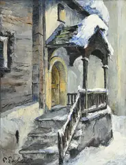 Paul Séchaud, Porte d'église, huile sur toile