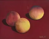 Jean-Claude Stehli, Nature morte au brugnons, 1977, huile sur toile