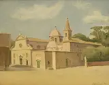Gérard de Palézieux, Santa Maria del Popolo (Rome), 1953, huile sur toile marouflée sur carton