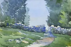 Paysage by Charles-Clos Olsommer, 1909, aquarelle sur papier, sold Sep 2024