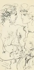 Hans Erni, Le couple, 1985, crayon et feutre sur papier