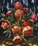 André Evard, Pivoines rouges, huile sur panneau