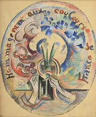 Alice Bailly, Hommage ému aux couleurs de France, aquarelle, gouache et crayon sur papier