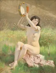 Marcel Mangin, Nu au tambourin, 1896,pastel sur papier