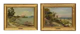 Alfred Dumont, Cannes - La Réserve, 1882, 2 huiles, l'une sur carton et l'autre sur panneau
