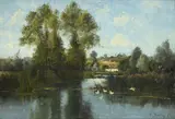 Pierre Ernest Ballue, L'écluse à Montigny, 1882, huile sur toile