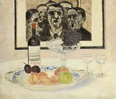 Louis Thevenet, Nature morte au St Emilion et aux fruits, 1925, huile sur toile