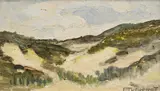 Louis Thevenet, Sans titre, Vue sur les dunes, huile sur panneau