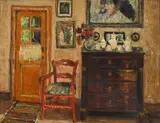 Jehan Frison, Vue d'un intérieur, huile sur toile