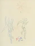 Jean Cocteau, Sans titre (les anges déchus), 1959, crayons de couleur sur papier filigrané