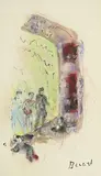 Christian Bérard, La scène, gouache et encre sur papier