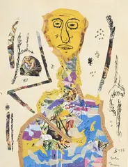 Gaston Chaissac, Sans titre, 1955, collage et encre sur papier