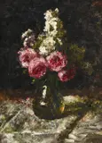 József Koszta, Vase de fleurs, huile sur carton