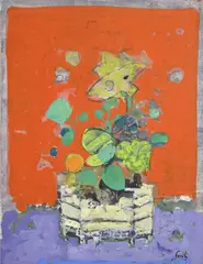 Gilles Gorriti, Fond rouge, gouache sur papier