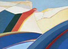 Praia de Almagreira by Mário Cesariny de Vasconcelos, 1983, acrylique sur papier monté sur platex, sold Sep 2024