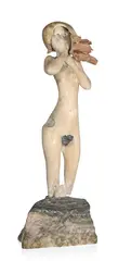 João Cutileiro, Nu féminin, sculpture en marbre et pierre sur un socle en pierre