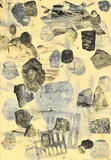 Frank Owen, Stone Study XI, 1991, technique mixte sur toile (acrylique, collage, crayon de graphite) dans un encadrement réalisé par l'artiste