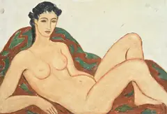 Nadia Benois, Nu prenant la pose, huile sur isorel