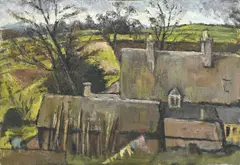Nadia Benois, Paysage rural, huile sur toile