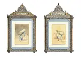 Louis Victor Marie Billiard, Porteuse d'eau, paire d'aquarelles et crayon graphite sur papier