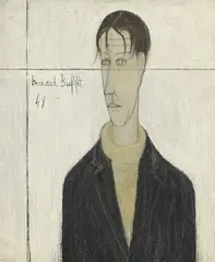 Bernard Buffet, Jeune homme au col roulé, 1948, huile sur toile