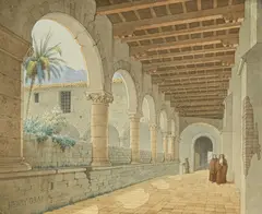 Jean Henri Graf, Monastère, aquarelle sur papier