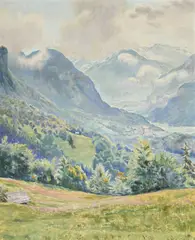 Hans Widmer, Paysage alpestre bernois, huile sur toile