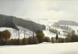 Claude Sauthier, Derrière le Salève, huile sur panneau