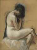 Charles Émile Moïse Hornung, Etude de nu assis, 1923, pastel sur papier