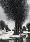 Jacques Deperthes, Hiver à Radohuw (Pologne), 1996, huile sur toile