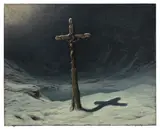Albert H. Gos, Croix dans la montagne, huile sur toile