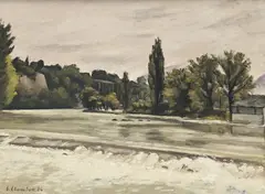 Emile Chambon, Barrage de Carouge, 1934, huile sur toile