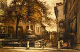 Sergio Cecchi, La vieille ville de Genève, huile sur toile