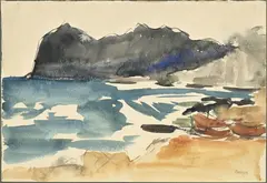 Hans Berger, Paysage côtier, aquarelle sur papier