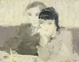 Dietz Edzard, Esquisse ( Couple au café), huile sur toile